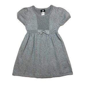 𝅺h&m 2-4yr Silver‎ Shimmer Sweater Bow Holiday Dress